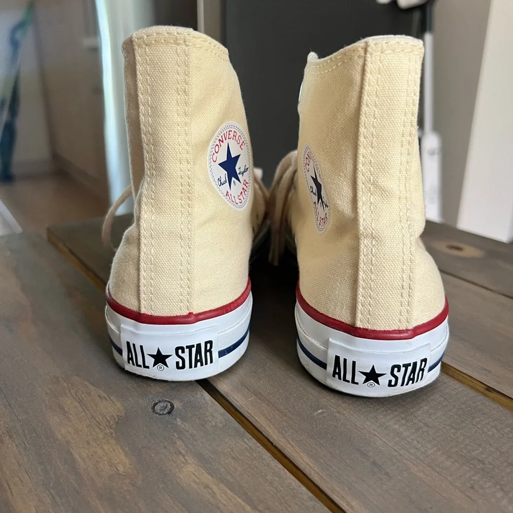 Classic Canvas High-Top Sneakers in Cream